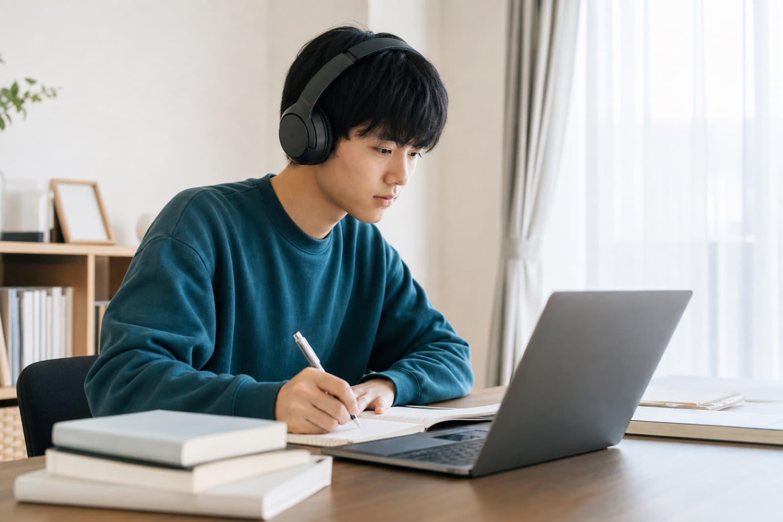 オンラインで英語を学習する高校生